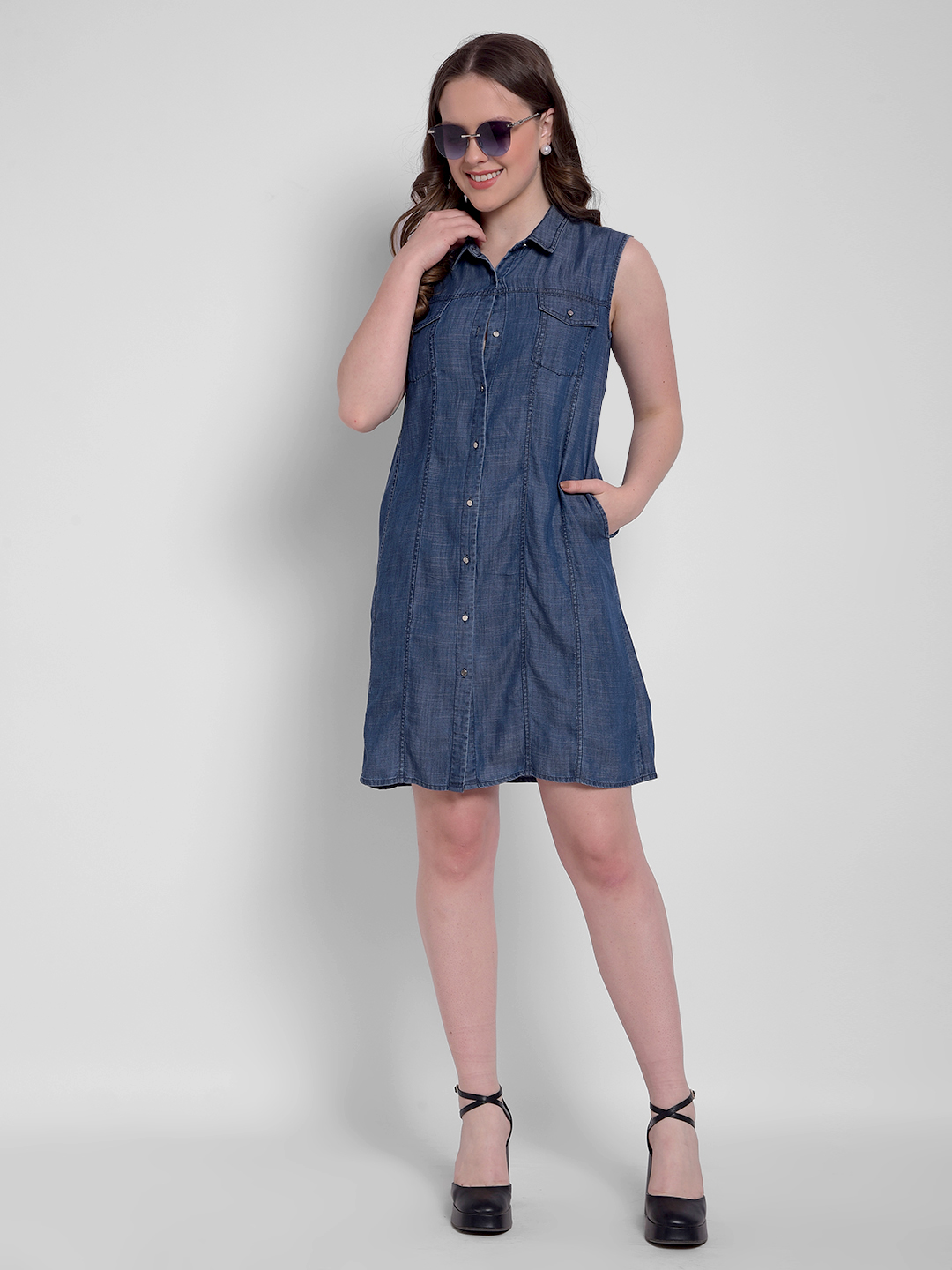 Numero Uno Women Sleeveless Denim Dress